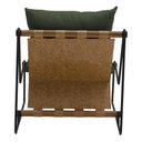 Ver imagem 7 de Kit Poltrona com Puff Turim Base Aço Preto Recouro Camel Poliéster Verde Musgo - Nexta Casa