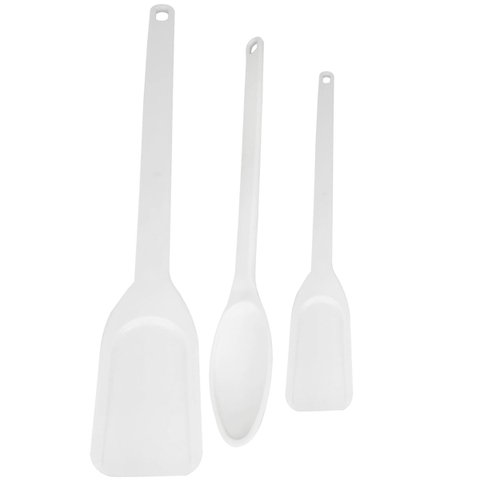 3 Utensílios de Cozinha Industrial Espátula 49,5cm e 74cm Colher Branca Cinquetti Plástica