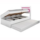 Ver imagem 1 de Cama Baú Solteiro Larissa Branco e Rosa com Aux. e Colchões