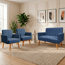 Ver imagem 1 de Conjunto Namoradeira + 2 Poltronas Decorativas Nina Resistente Bouclé:Azul Marinho