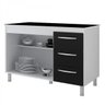 Kit Balcão Gabinete Pia Armário Cozinha 120cm Camile Brc/Pto com Tampo Pto + Balcão para Cooktop - 8