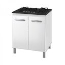 Ver imagem 7 de Kit Balcão Gabinete Pia Armário Cozinha 120cm Camile Brc/Pto com Tampo Pto + Balcão para Cooktop