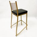 Ver imagem 5 de Banqueta Empilhável Alta para Bar cor Dourado Fosco assento preto Conjunto 3 unidades