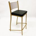 Ver imagem 6 de Banqueta Empilhável Alta para Bar cor Dourado Fosco assento preto Conjunto 3 unidades