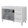Kit Balcão Gabinete Pia Armário Cozinha 100cm Lolla Branco/Branco + Balcão para Cooktop 4 Bocas - 2