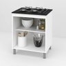Kit Balcão Gabinete Pia Armário Cozinha 100cm Lolla Branco/Branco + Balcão para Cooktop 4 Bocas - 3