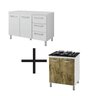 Kit Balcão Gabinete Pia Armário Cozinha 100cm Lolla Branco/Branco + Balcão para Cooktop 4 Bocas - 1