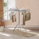 Ver imagem 6 de Varal Roupa Duplo Dobravel Chao 2 Andares Robo Portatil 360 Graus Estende Seca Pano Lençol Toalha Su