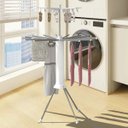 Ver mais imagens de Varal Roupa Duplo Dobravel Chao 2 Andares Robo Portatil 360 Graus Estende Seca Pano Lençol Toalha Su