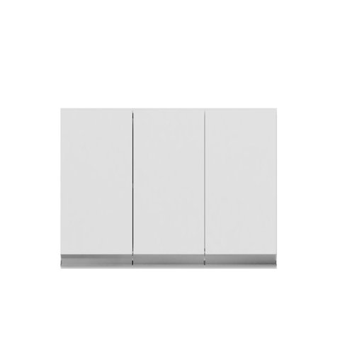 Armário Aéreo de Cozinha Suspenso 120cm 3 Portas Andréia MDP Branco Parede