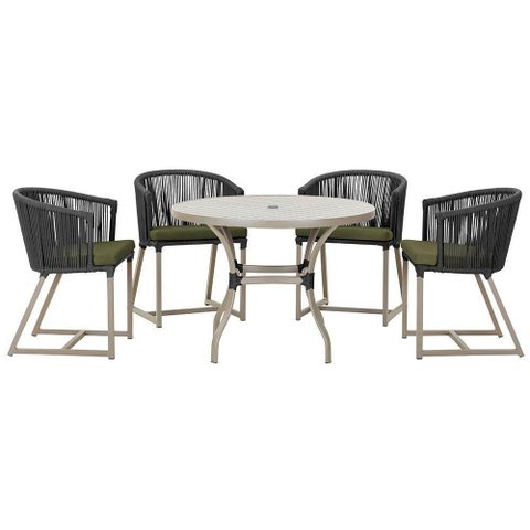 Mesa com 4 Cadeiras e Noronha Estofado 13 Trama Original Preto