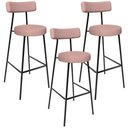 Ver imagem 1 de Kit 03 Banquetas Alta Bar Cozinha Sala de Jantar Aço Milão L02 Linho Rosa - Lyam Decor