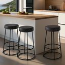 Ver imagem 2 de Kit 3 Banquetas Roma 70cm Couríssimo Preto - Salaone