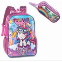 Ver imagem 1 de Kit Escolar Infantil Mochila Unicornio + Estojo Duplo:rosa/único/feminino/acessórios