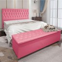 Ver imagem 4 de Kit Cabeceira e Calçadeira Baú Queen 1,60m Suede Rosa