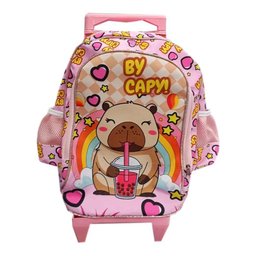 Mochila Escolar Infantil com Rodinhas Capivara - Gv Bolsas - 1 Mochila Escolar Infantil com Rodinhas Capivara - Gv Bolsas - 1