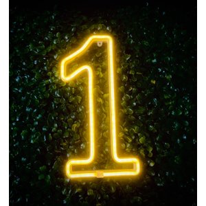 Luminária de Parede Numero 1 Led Neon Branco Quente 26 Cm 3d Gold Print