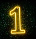 Ver imagem 1 de Luminária de Parede Numero 1 Led Neon Branco Quente 26 Cm 3d Gold Print