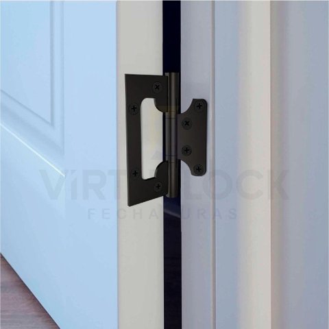 Kit 3 Dobradiça de Sobrepor Inox Preto