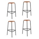 Ver imagem 1 de Kit 4 Banquetas para Cozinha com Base de Aço Cumbuca Preto/Nature