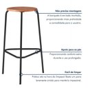 Ver imagem 6 de Kit 4 Banquetas para Cozinha com Base de Aço Cumbuca Preto/Nature