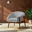 Ver imagem 2 de Poltrona Decorativa Yumi Base Madeira Braço Esquerdo Bouclé Cinza Claro - Nexta Casa