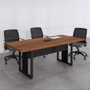 Ver imagem 1 de Mesa de Reunião Retangular Start Pé Quadro MDP 200cm Marrom-Preto Gebb Work