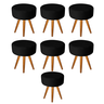 Kit 07 Puff Puf Banqueta Redondo Decorativo Para Sala de Estar e Recepção Corino Preto -Open Decor - 1