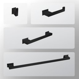 Kit Banheiro 4 Peças Inox Preto Fosco - Kromus Kitrt4b - 1