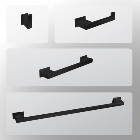 Kit Banheiro 4 Peças Inox Preto Fosco - Kromus KITRT4B