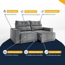 Ver imagem 4 de Sofá Retrátil e Reclinável 4 Lugares Espuma Fibra Siliconada Garopaba Veludo 200cm
