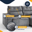 Ver imagem 5 de Sofá Retrátil e Reclinável 4 Lugares Espuma Fibra Siliconada Garopaba Veludo 200cm