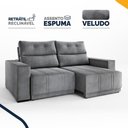 Ver imagem 3 de Sofá Retrátil e Reclinável 4 Lugares Espuma Fibra Siliconada Garopaba Veludo 200cm