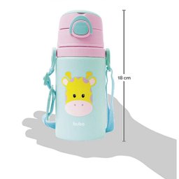 Garrafinha Aluminio com Canudo Animal Fun Girafa 400ml Buba - 4