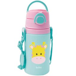 Garrafinha Aluminio com Canudo Animal Fun Girafa 400ml Buba - 2