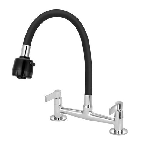 Torneira Misturador Gourmet Flexível Preto Cozinha Mesa 1/4v