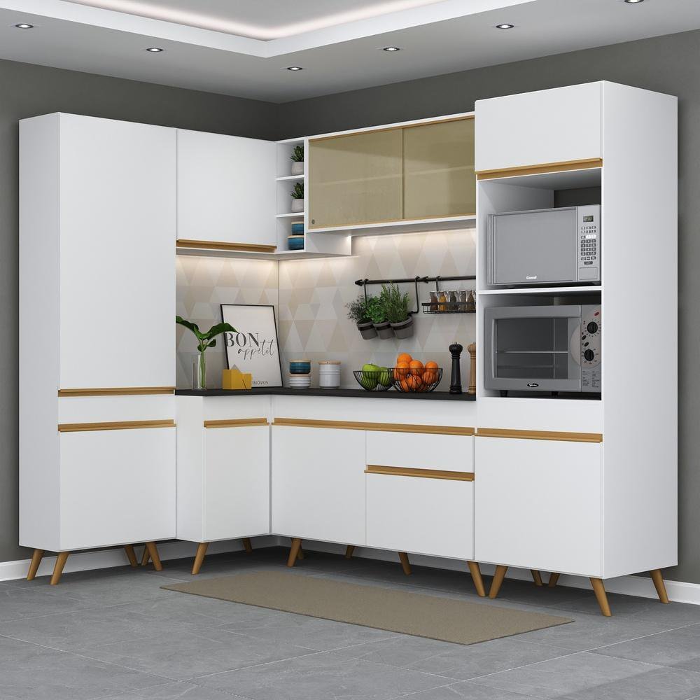 Cozinha Completa de Canto Veneza GW Multimóveis MP2050 com Armário e ...