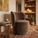 Ver imagem 3 de Poltrona Decorativa para Sala Estar Quarto Penteadeira Orgânica Bia Veludo Marrom - Montanaris Decor