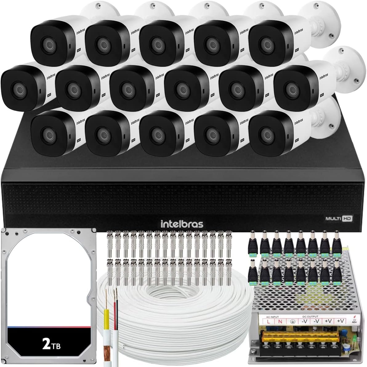 Kit Cftv 16 Cameras Full Hd Vhl 1220 Dvr Intelbras 1016c 2tb