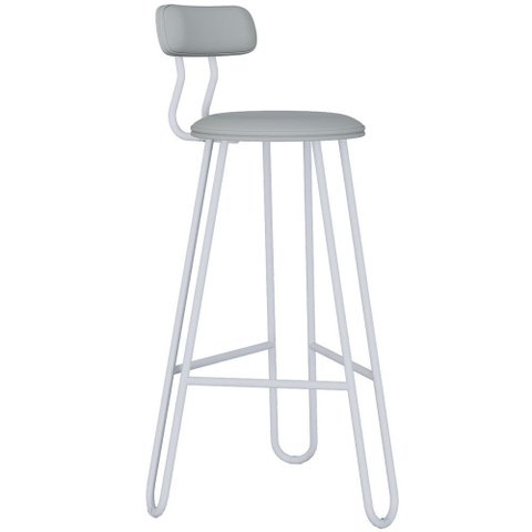 Banqueta Alta Bar Cozinha Sala de Jantar Áris C01 Branco Courino Off White - Lyam Decor