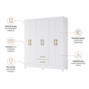 Ver imagem 4 de Guarda-Roupa Casal 6 Portas 2 Gavetas Panamá Branco Moval
