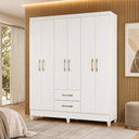 Ver imagem 1 de Guarda-Roupa Casal 6 Portas 2 Gavetas Panamá Branco Moval