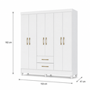 Ver imagem 6 de Guarda-Roupa Casal 6 Portas 2 Gavetas Panamá Branco Moval