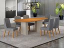 Ver imagem 7 de Conjunto Sala de Jantar Ísis 2,00m com 6 Cadeiras Tampo Orgânico s/ Vidro Cinamomo Off White/Linho C