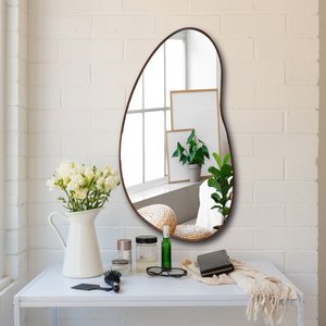 Espelho Decorativo Orgânico 01 com Moldura Lâmina de Madeira