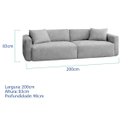 Ver imagem 3 de Sofá 3 Lugares Velaris 200cm Sala de Estar Luxo Recepção Conforto Escritório Linho