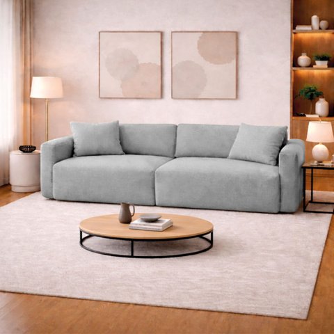 Sofá 3 Lugares Velaris 200cm Sala de Estar Luxo Recepção Conforto Escritório Linho