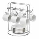 Ver imagem 1 de Suporte Organizador para Xicaras e Pires de Aco Aramado para Cozinha Armario Bancada Cromado