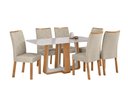 Ver imagem 1 de Conjunto Sala de Jantar Mesa Sintonia 170 Tampo Vidro Off White com 6 Cadeiras Rayla - Lopas Amendoa