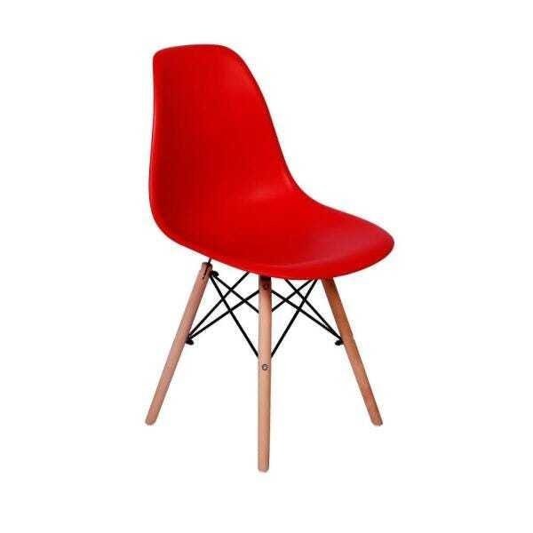 Kit 2 Cadeiras Charles Eames Eiffel Wood Base Madeira - Vermelha - 2